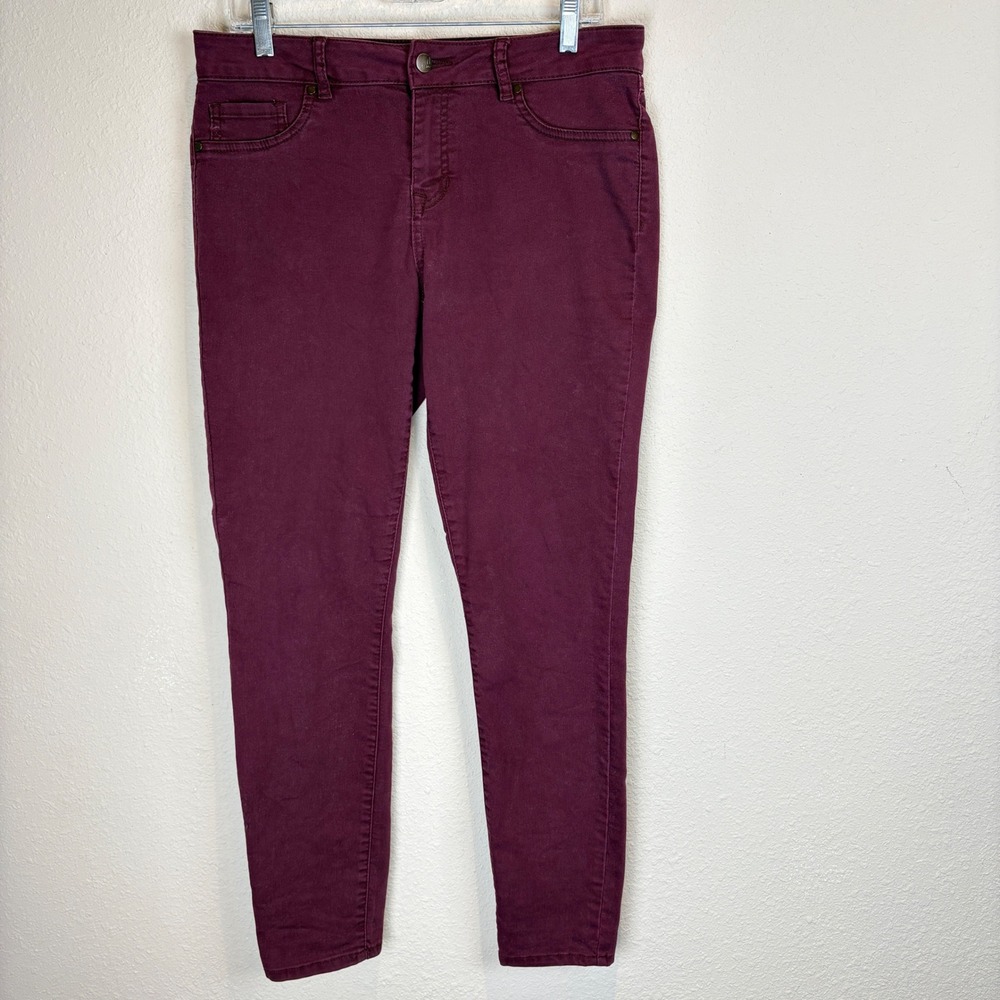 D.Jeans Womens Burgundy Skinny Pants Size 10 Mid Rise Stretch Denim‎ 5 pocket